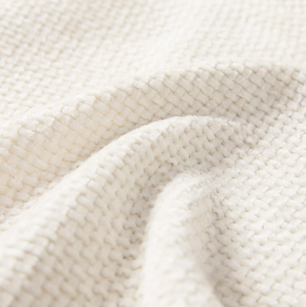Divano angolare modulare 5 posti con letto e contenitore; in chenille beige; 220x205 cm
