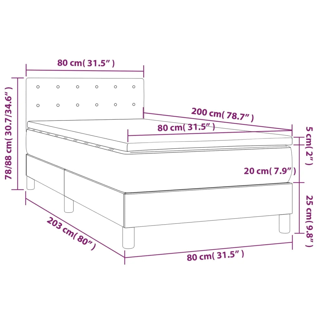 Giroletto a Molle con Materasso-Struttura Letto Nero 80x200 cm inTessuto 881370