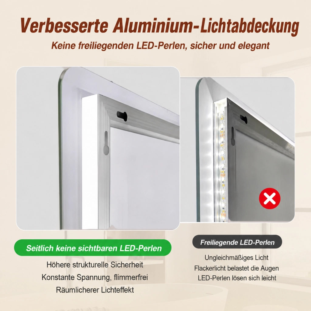 SPECCHIO DA BAGNO LED 60x120 cm Senza Cornice Argento Vetro e Metallo