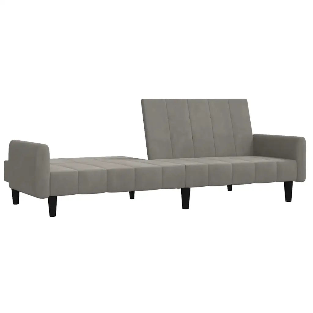 Divano letto | Sof¨¤ letto | Letto singolo a 2 Posti Grigio Chiaro in Velluto