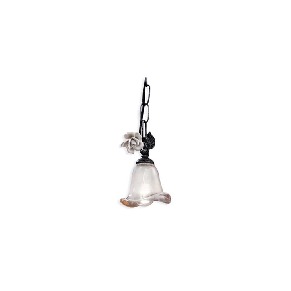 Lampadario Classico Siena Metallo E Ceramica Nero Sfumato Argento 1 Luce E14