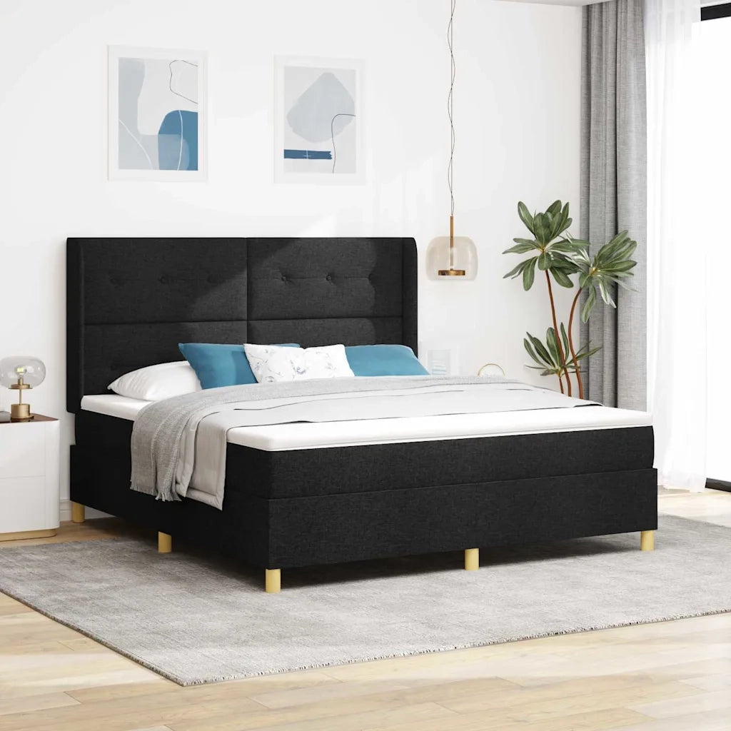 Letto a molle con strisce LED Nero 180 x 200 cm Tessuto 3343709