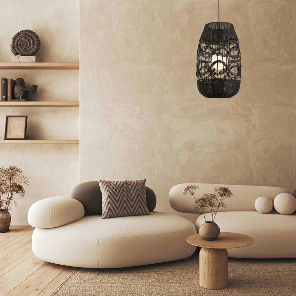 Lampada sospensione boho Arona nera Ø40 G9 Milagro