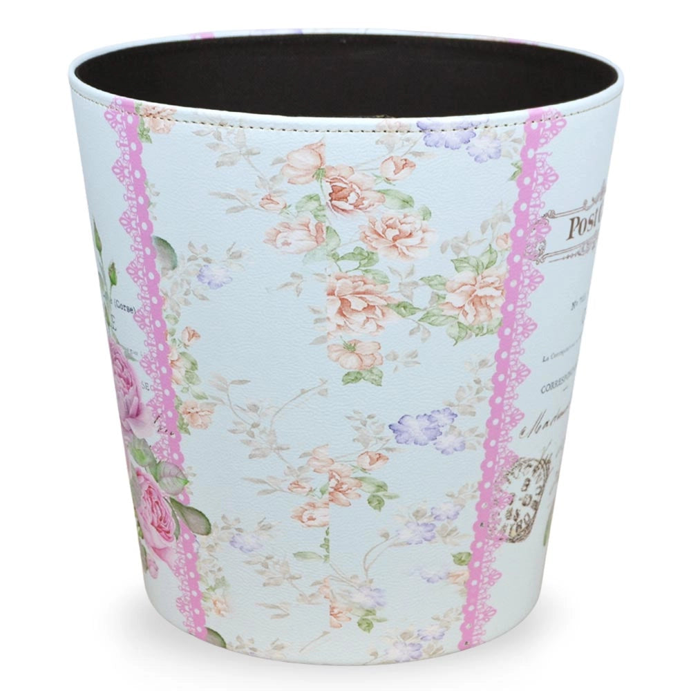 Vaso caspò cestino portapiante in plastica fantasia fiori rosa cm 27 x 20 x h 27