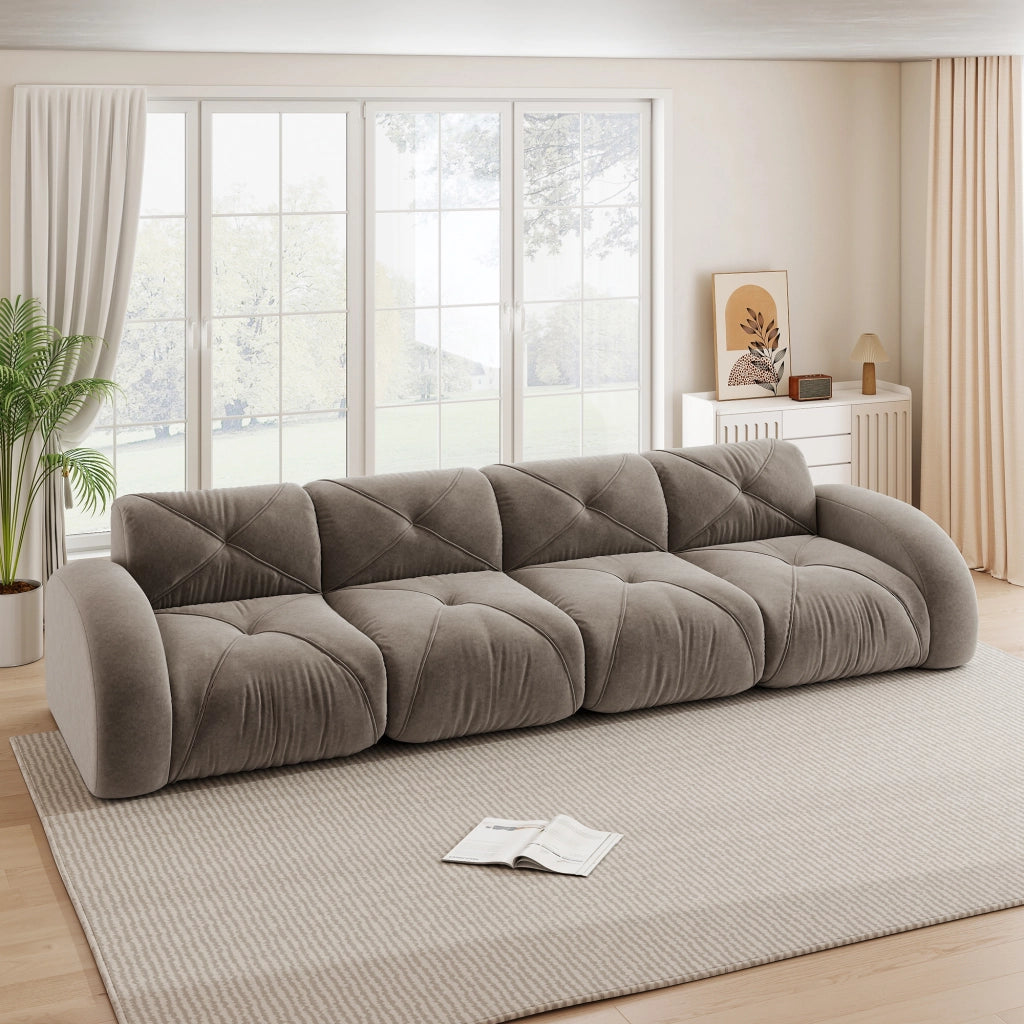 Divano 4 Posti Modulare ¨C Xylo ¨C Tessuto Chenille, Marrone, Senza Montaggio