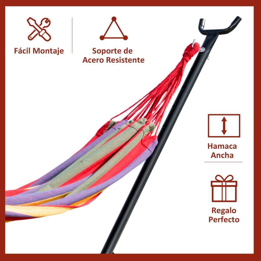 Amaca con supporto in acciaio regolabile in altezza ¨C zephmum ¨C 200x150 cm multicolore