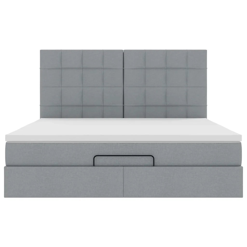 Struttura Letto Pouf con Materassi 200x200 cm in Tessuto 3313182
