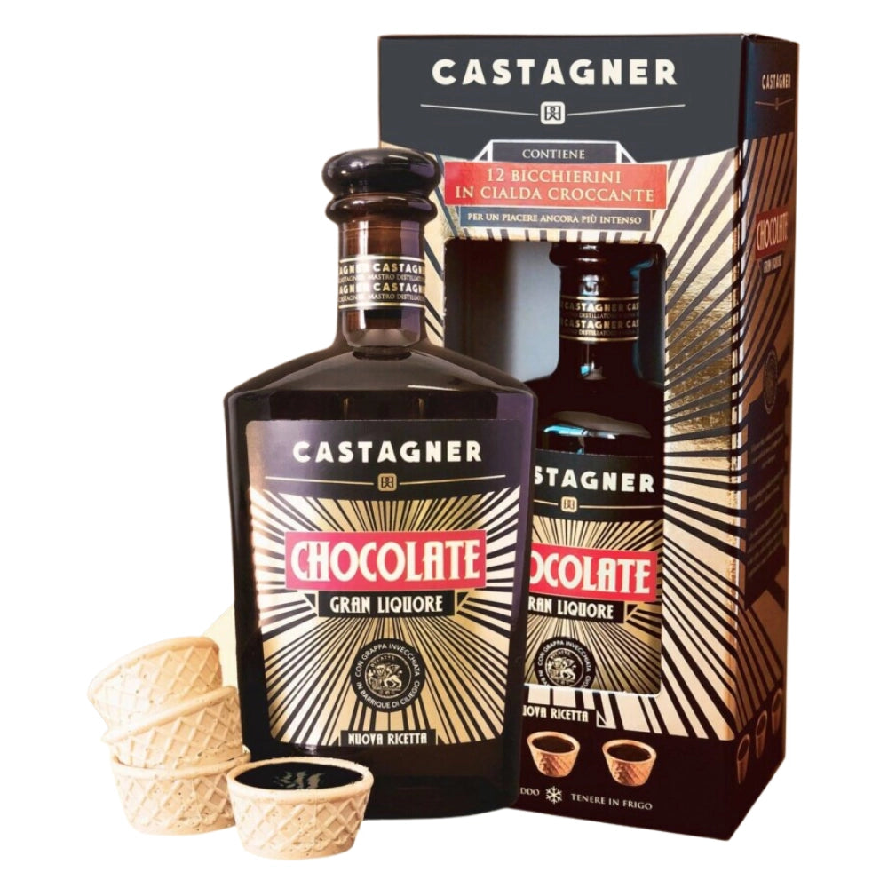 Castagner chocolate gran liquore da 35 cl con 12 bicchierini in cialda