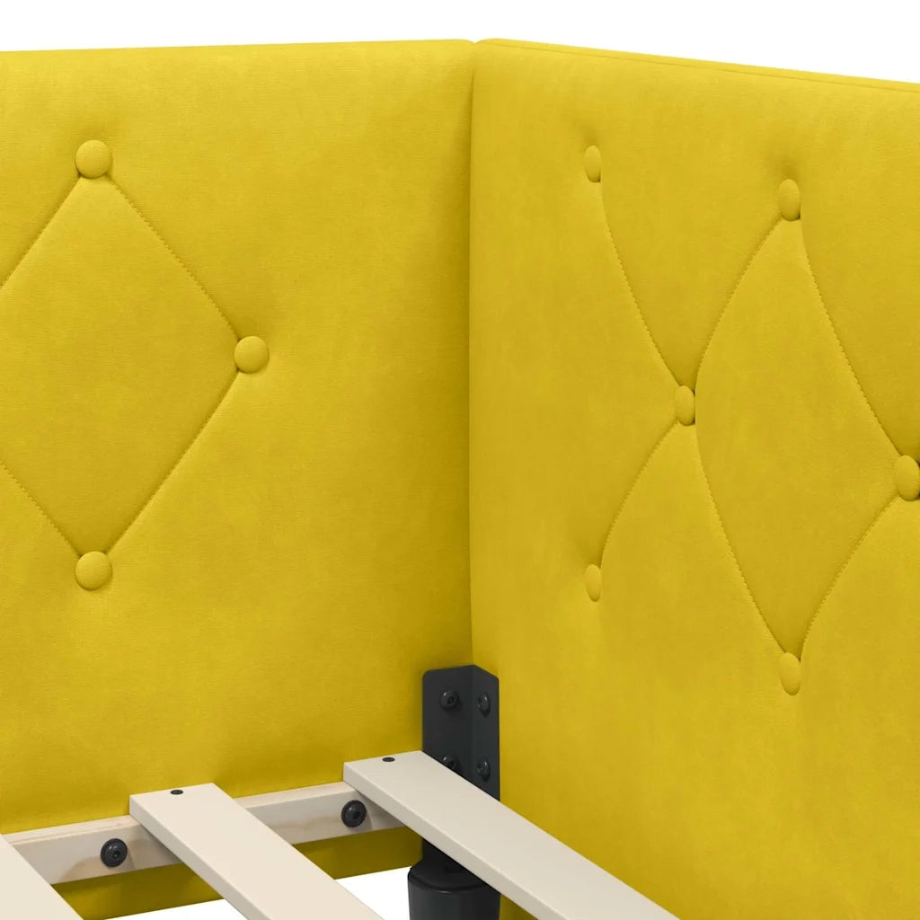 Cornice del letto ad angolo Giallo 100 x 200 cm Velluto 42016549
