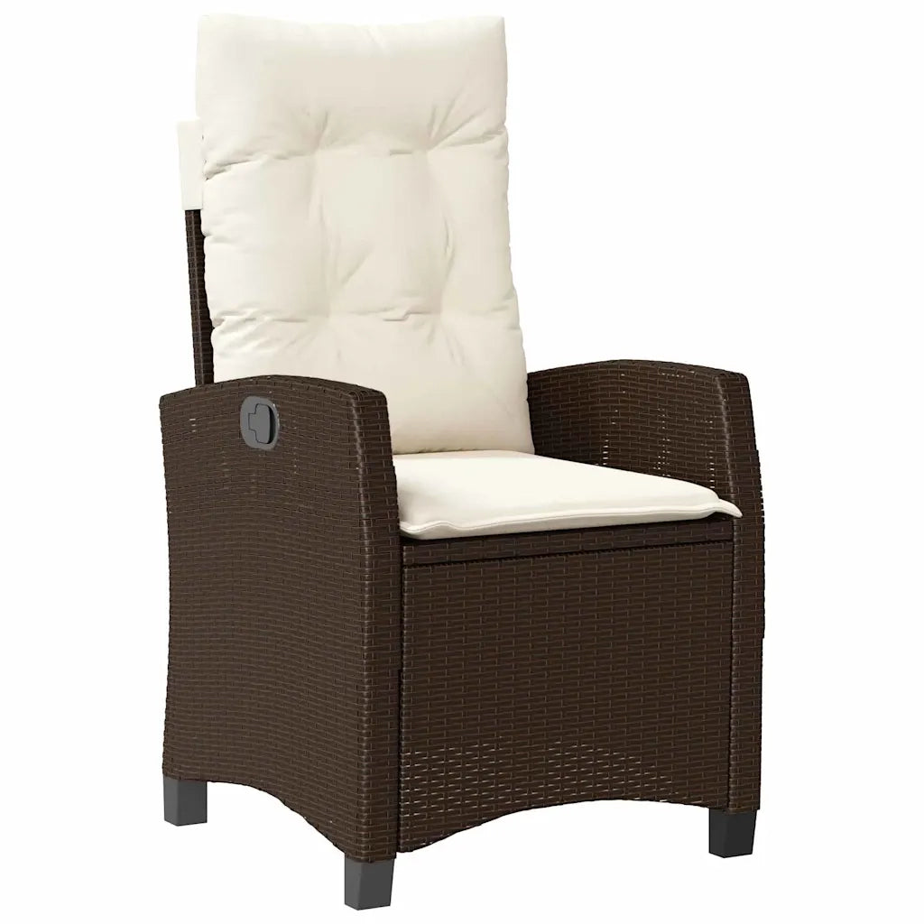 Set da Pranzo per Giardino con cuscino 5 pcs Marrone polyrattan