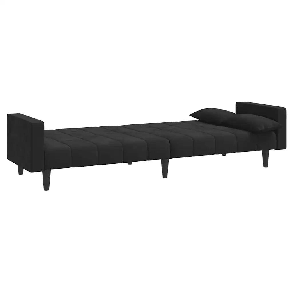 Divano letto | Sof¨¤ letto | Letto singolo a 2 Posti con 2 Cuscini Nero in Velluto