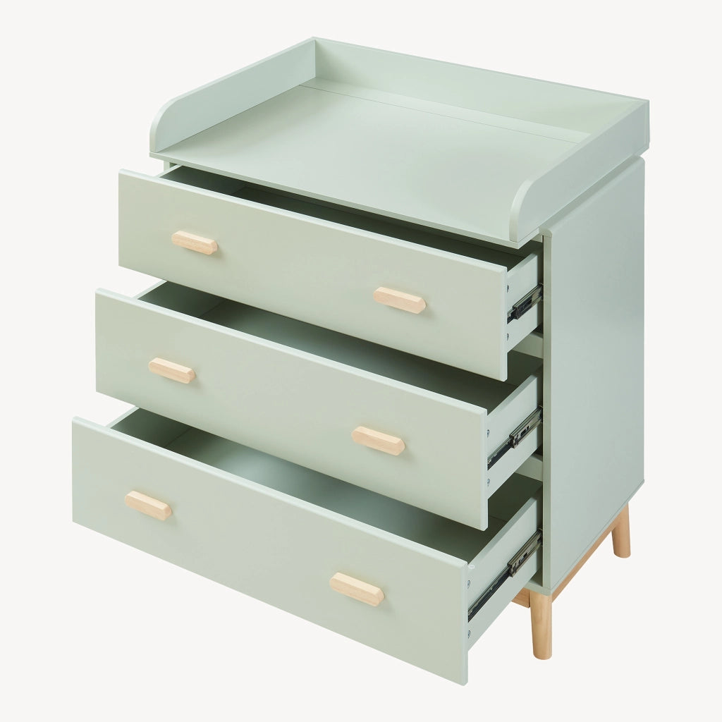 Cassettiera Sarievn con 3 Cassetti e Piano Fasciatoio Rimovibile 100 x 80 x 53 cm - Menta Verde [en.casa]