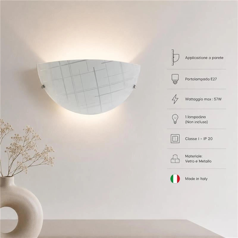 PAMELA APPLIQUE DA PARETE E27  CON 1 LUCE