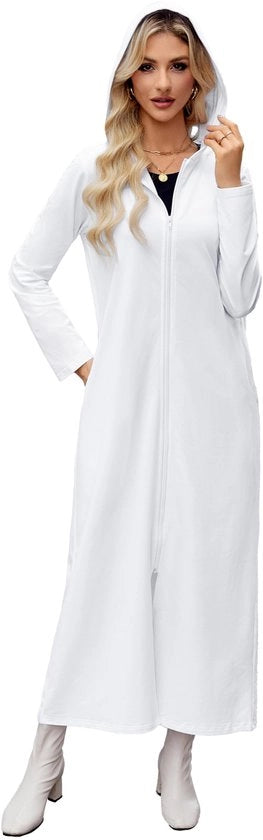 Badjas Donna Leggero con Cappuccio e Capo in Cotone Bianco XXL