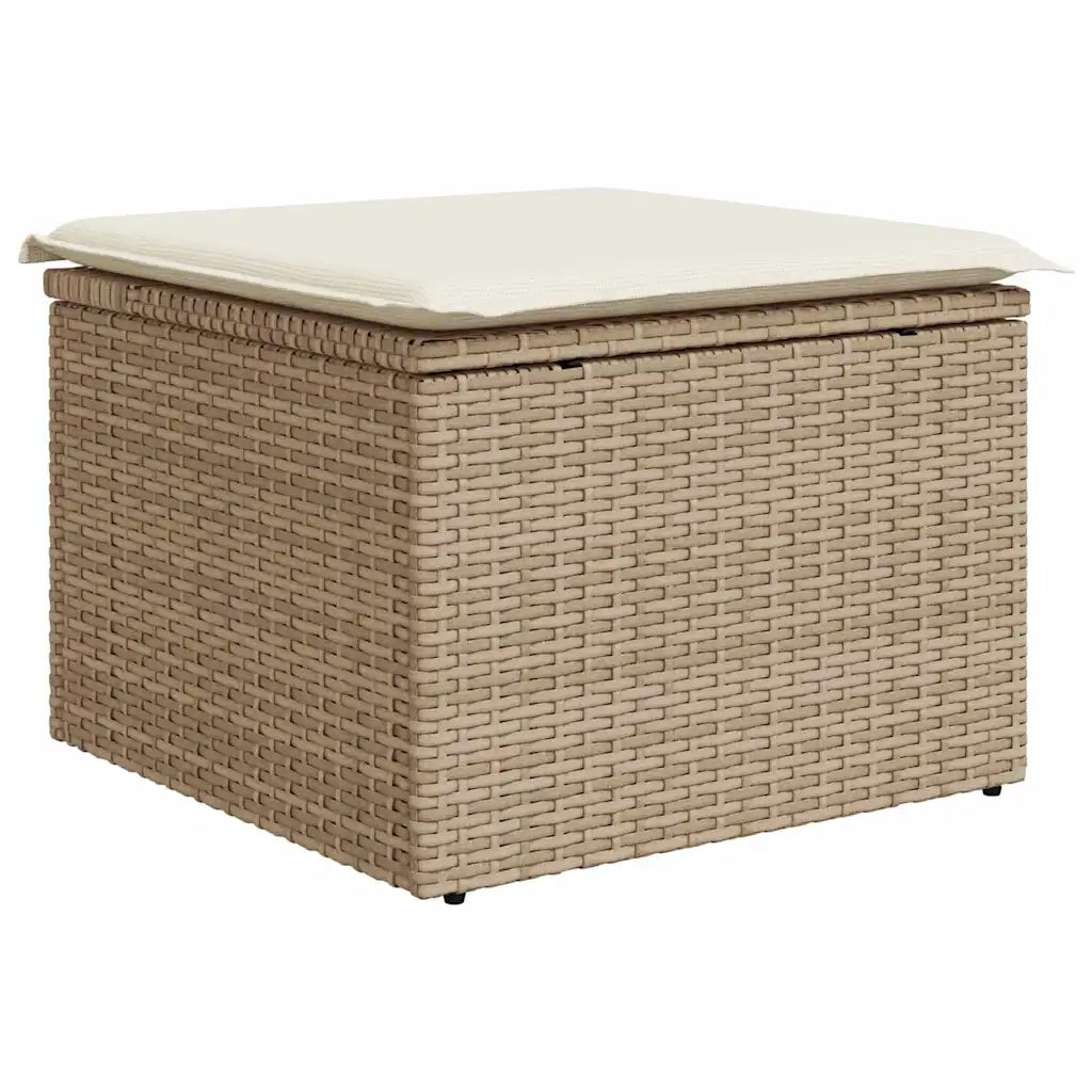 Set Divano da Giardino 7 pcs Beige e Crema Polyrattan