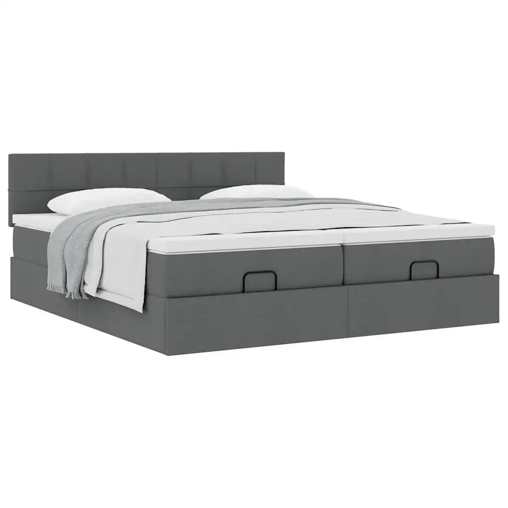 Struttura Letto Pouf con Materassi 200x200 cm in Tessuto