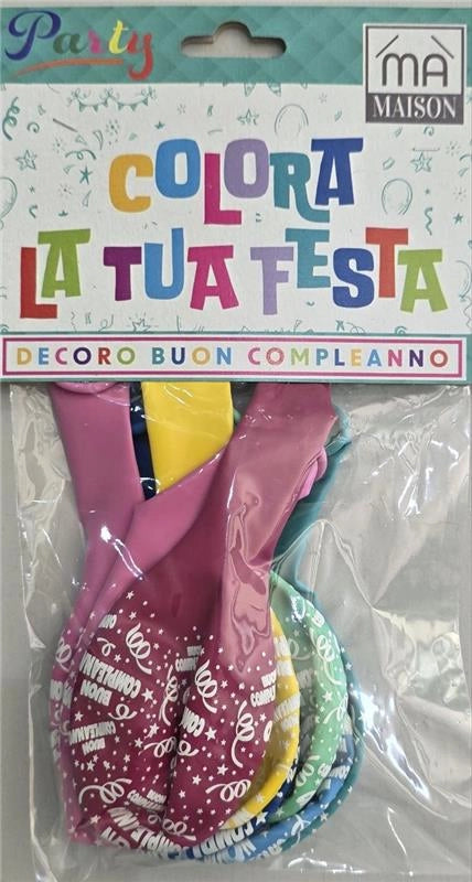 MA MAISON PALLONCINI BUON COMPLEANNO MULTICOLOR 8PZ 30CM Ø
