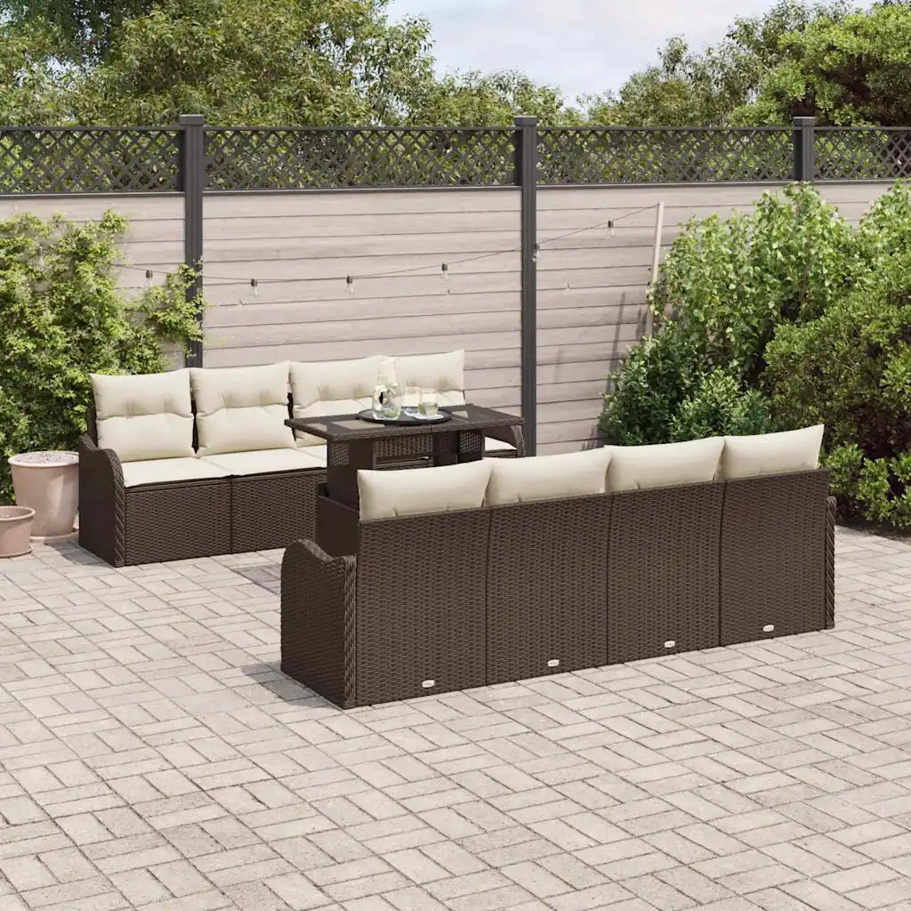 Set Divano da Giardino con cuscino 7 pcs Marrone polyrattan 3348424