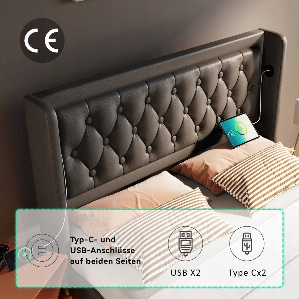 Letto imbottito idraulico - Xylo - 140x200 - Nero