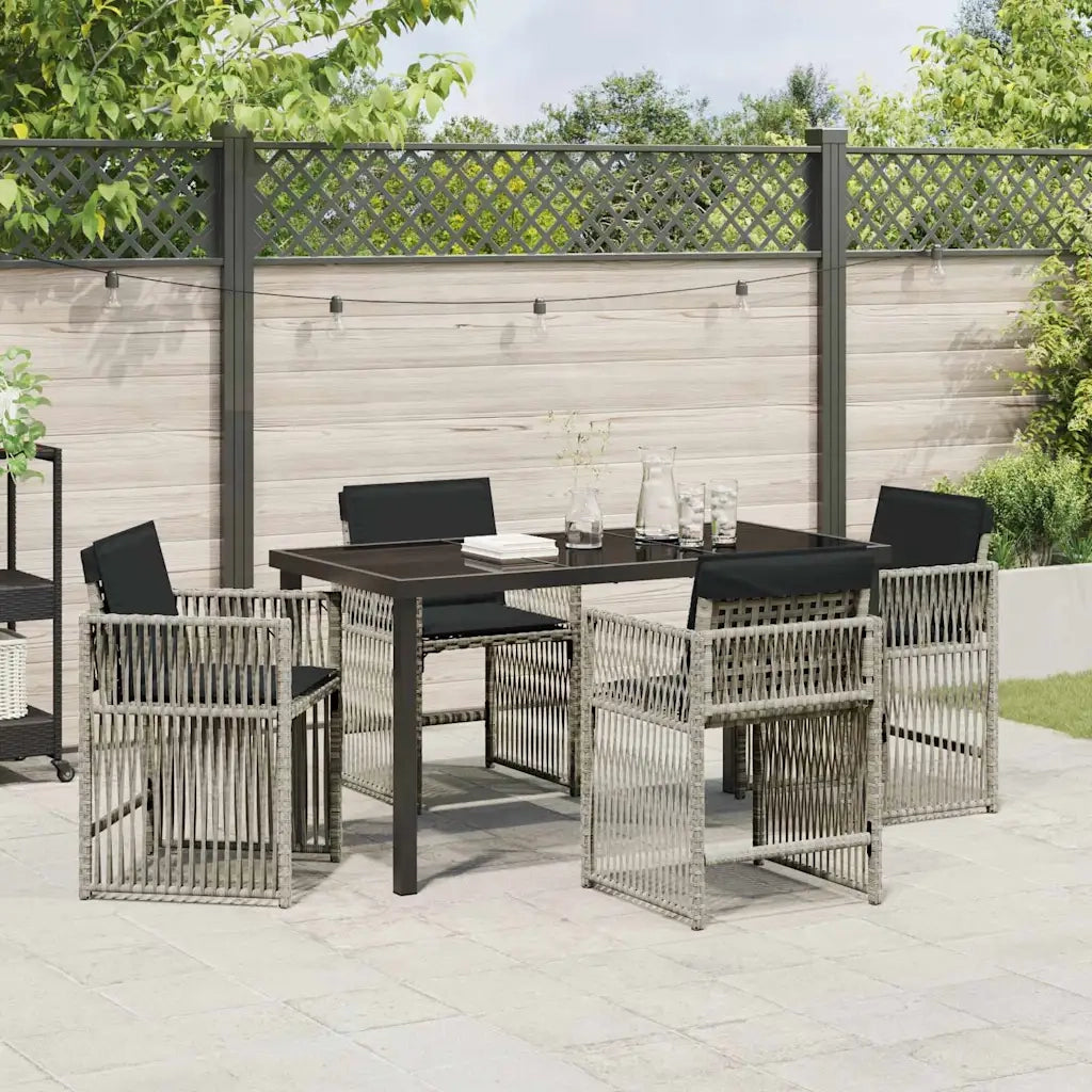 Set da Pranzo per Giardino 5 pcs Grigio chiaro polyrattan