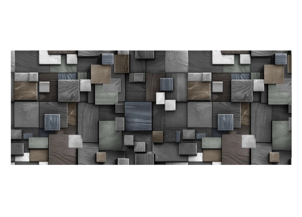 Tappeto Passatoia Cucina Antiscivolo Con Stampa Digitale Dis.Quadri 3D Grigio - 50x280 - Quadri Grigio