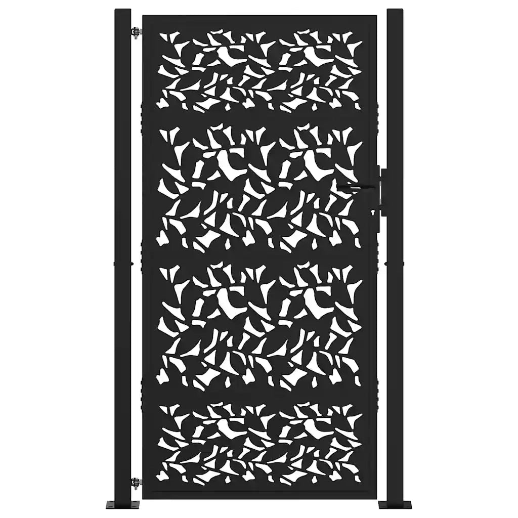 Cancello da giardino nero 100x175 cm in acciaio con design a foglia 4100962