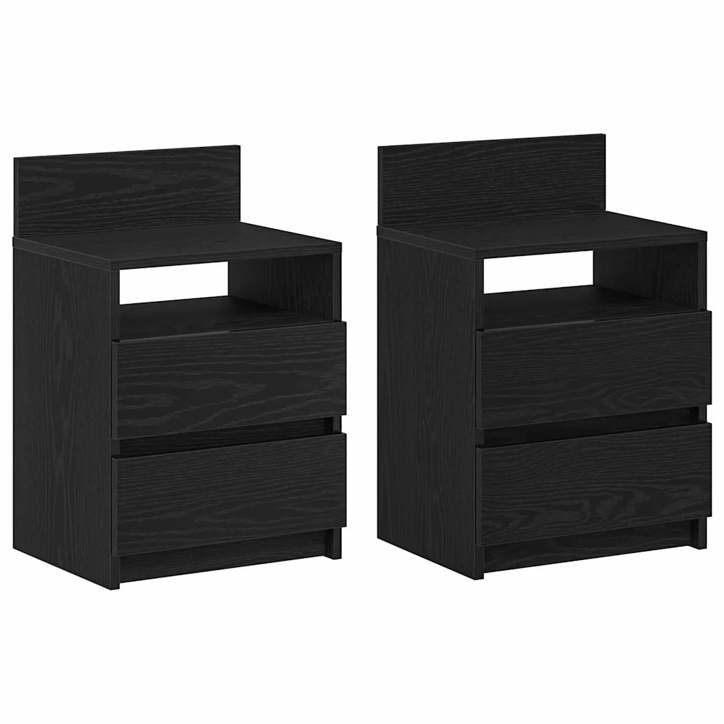 Comodini 2 pz con 2 Cassetti-Set di 2 Tavolino da notte Neri 40x33x60 cm
