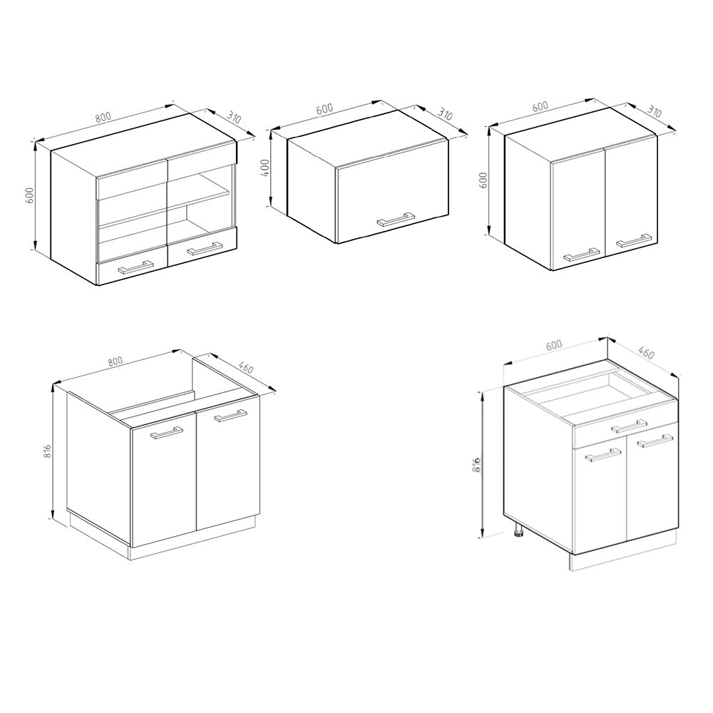Vicco Cucina componibile Bianco/antracite 200 cm Forma a J