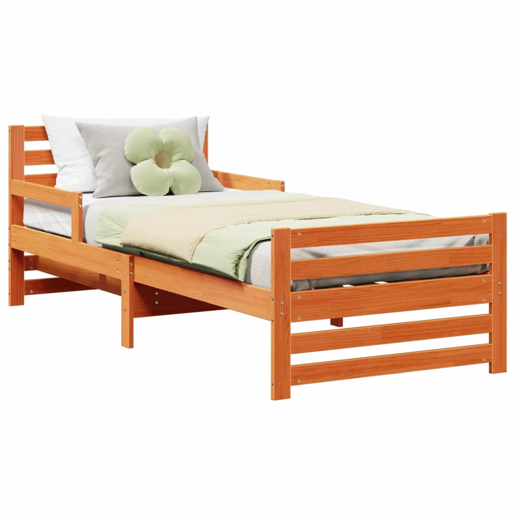 Letto singolo | Letto per adulti | Struttura del letto con testiera Marrone cerato 80 x 200 cm