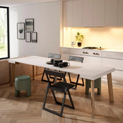 Consolle allungabile, 262x90x73cm, Per 12 persone, Gambe in legno, Bianco RF3084