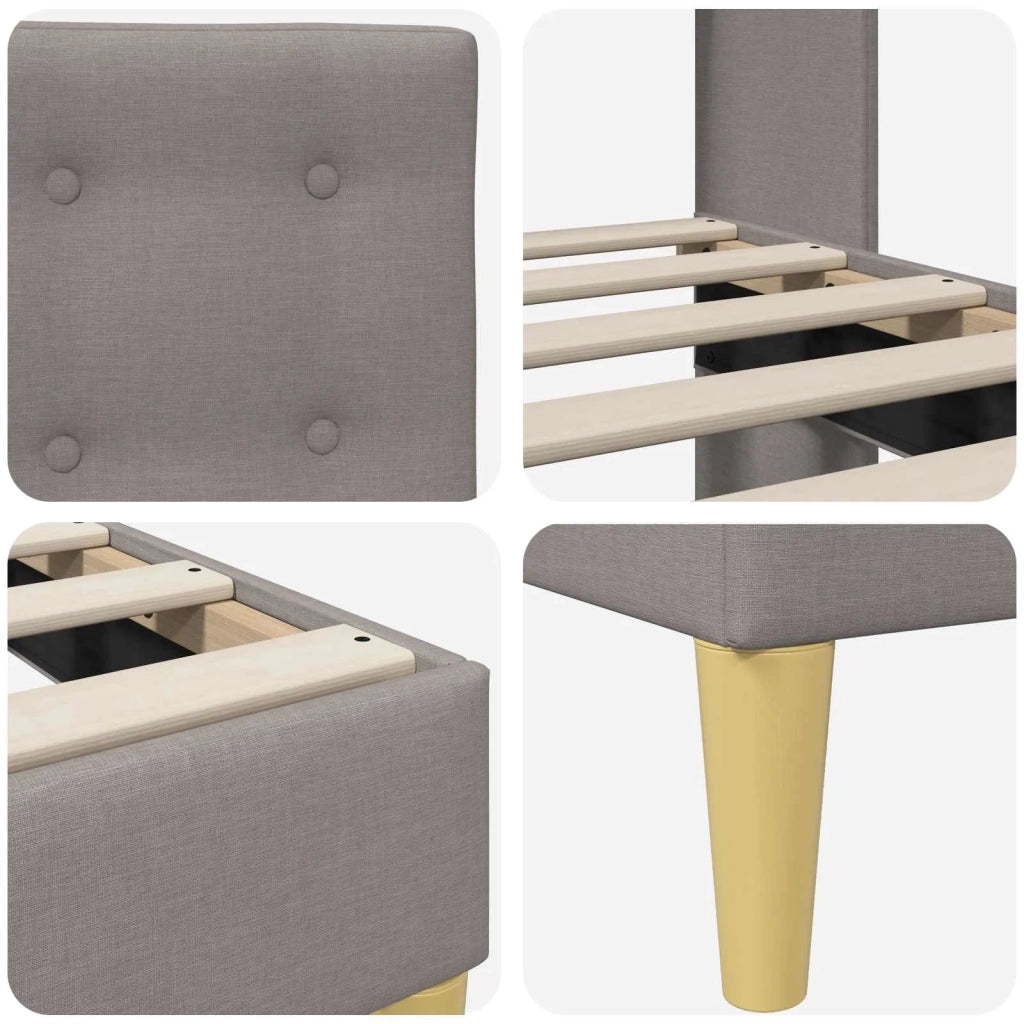 Letto matrimoniale | Letto per adulti | Struttura del letto con testiera Tortora 140 x 190 cm Tessuto