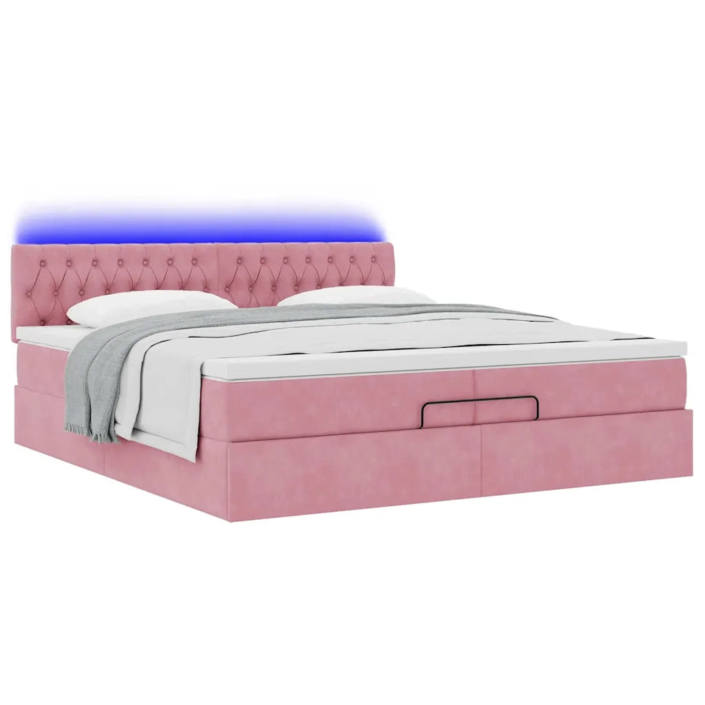 Struttura Letto Pouf con Materassi Rosa 200x200 cm Velluto 3312721