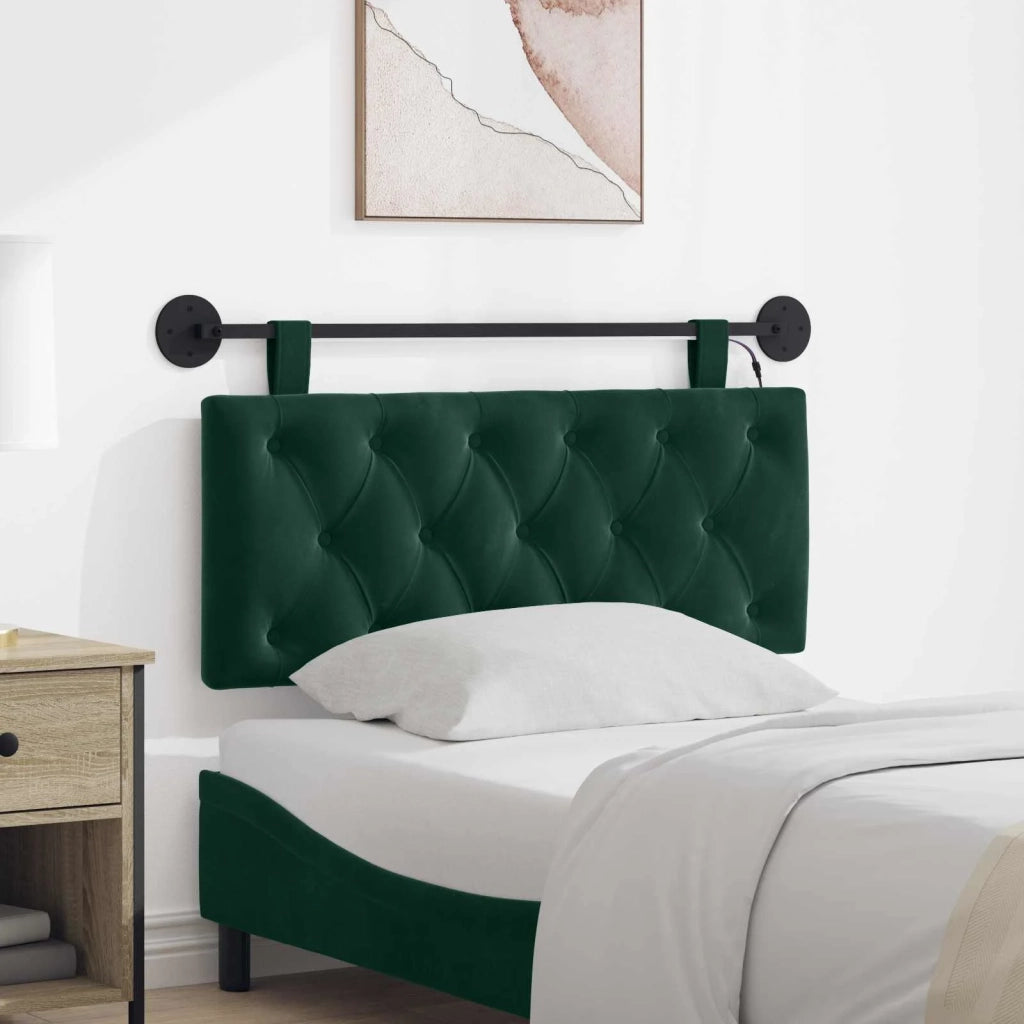 Testiera | Testata sospesa Con luce LED Verde Scuro Velluto