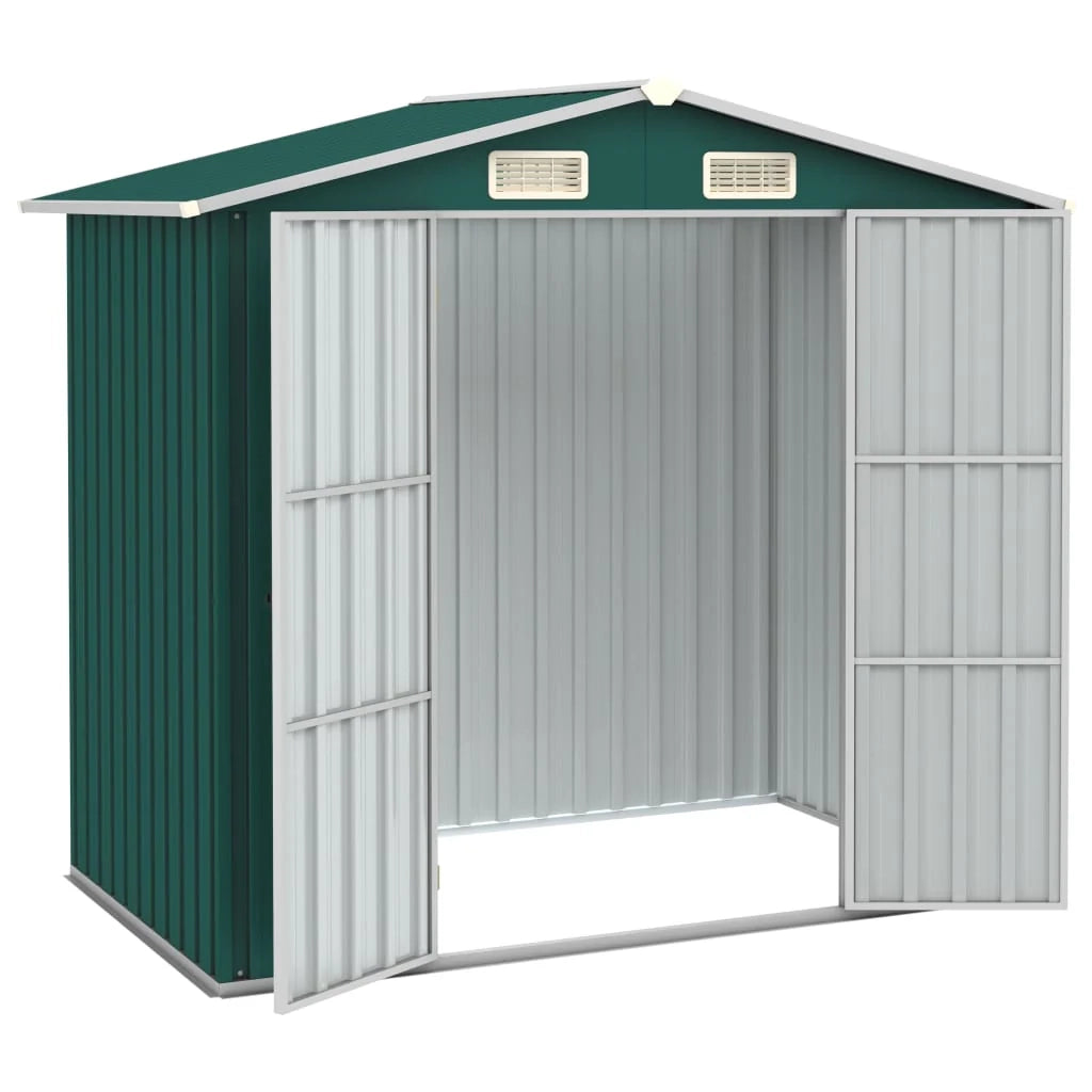 Casetta da giardino cabina ripostiglio casetta da esterno robusta casetta per attrezzi 205 x 129 x 183 cm acciaio zincato verde 02_0022372