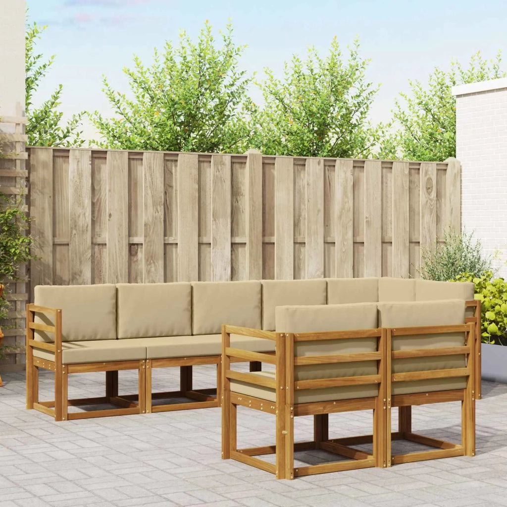 Set di divani da esterno con cuscino 8 pcs Naturale e Beige 3366556