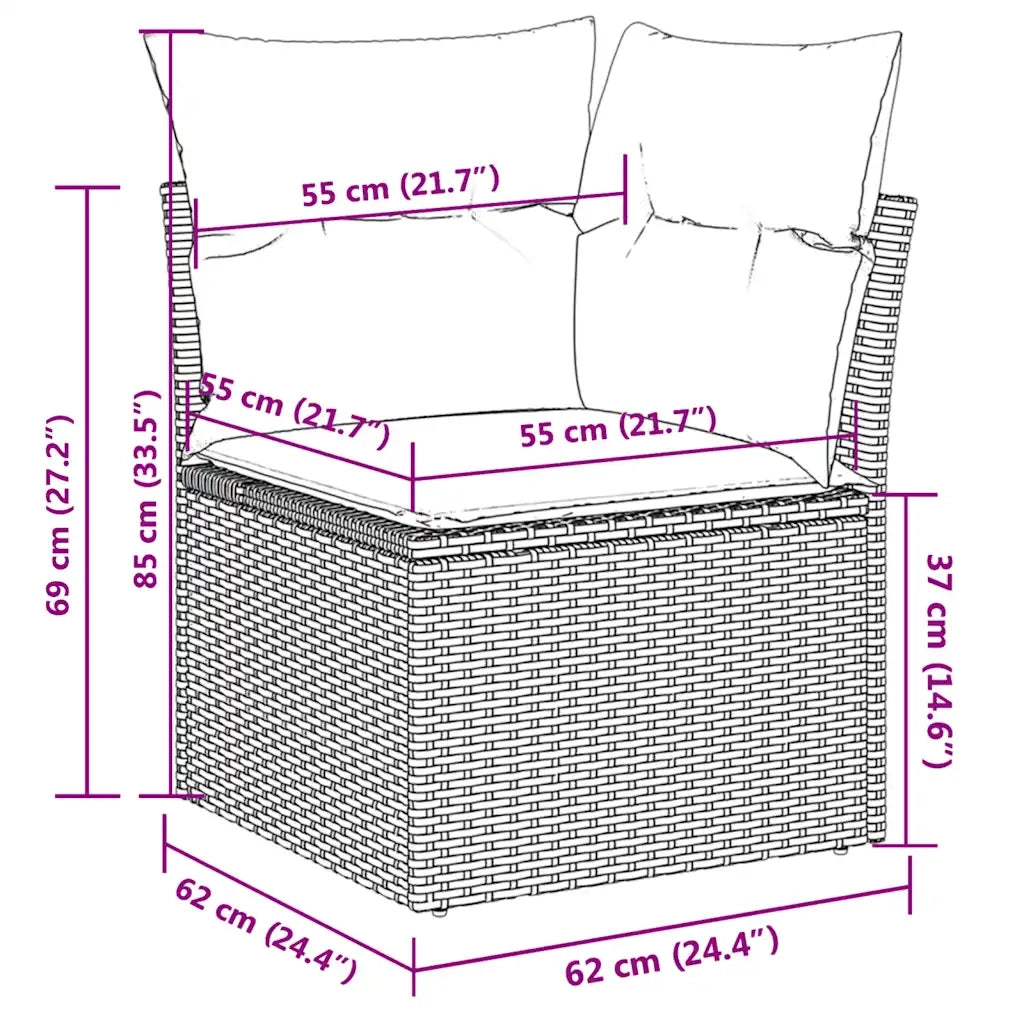 Set Divani da Giardino 5 pz con Cuscini Grigio in Polyrattan 3226789