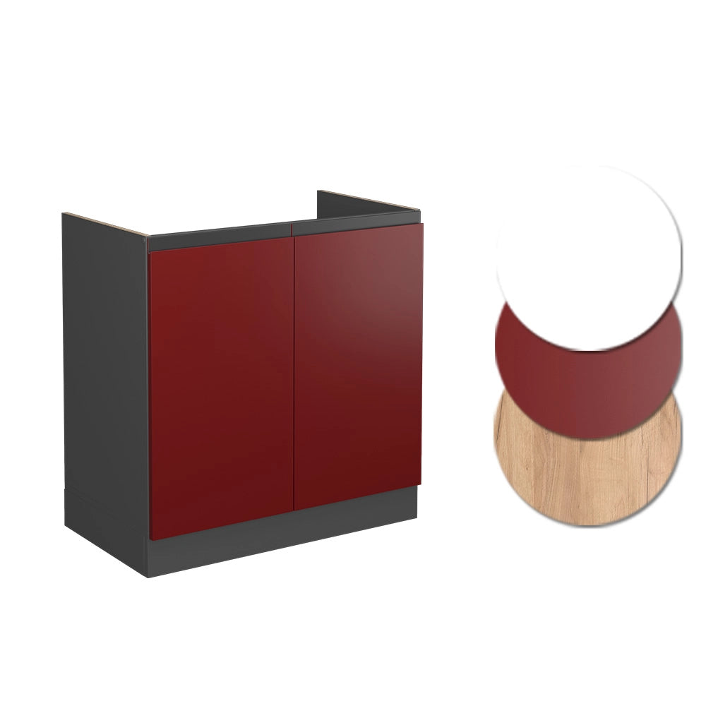Vicco Mobile lavello cucina Rosso 80 cm PL Marmo
