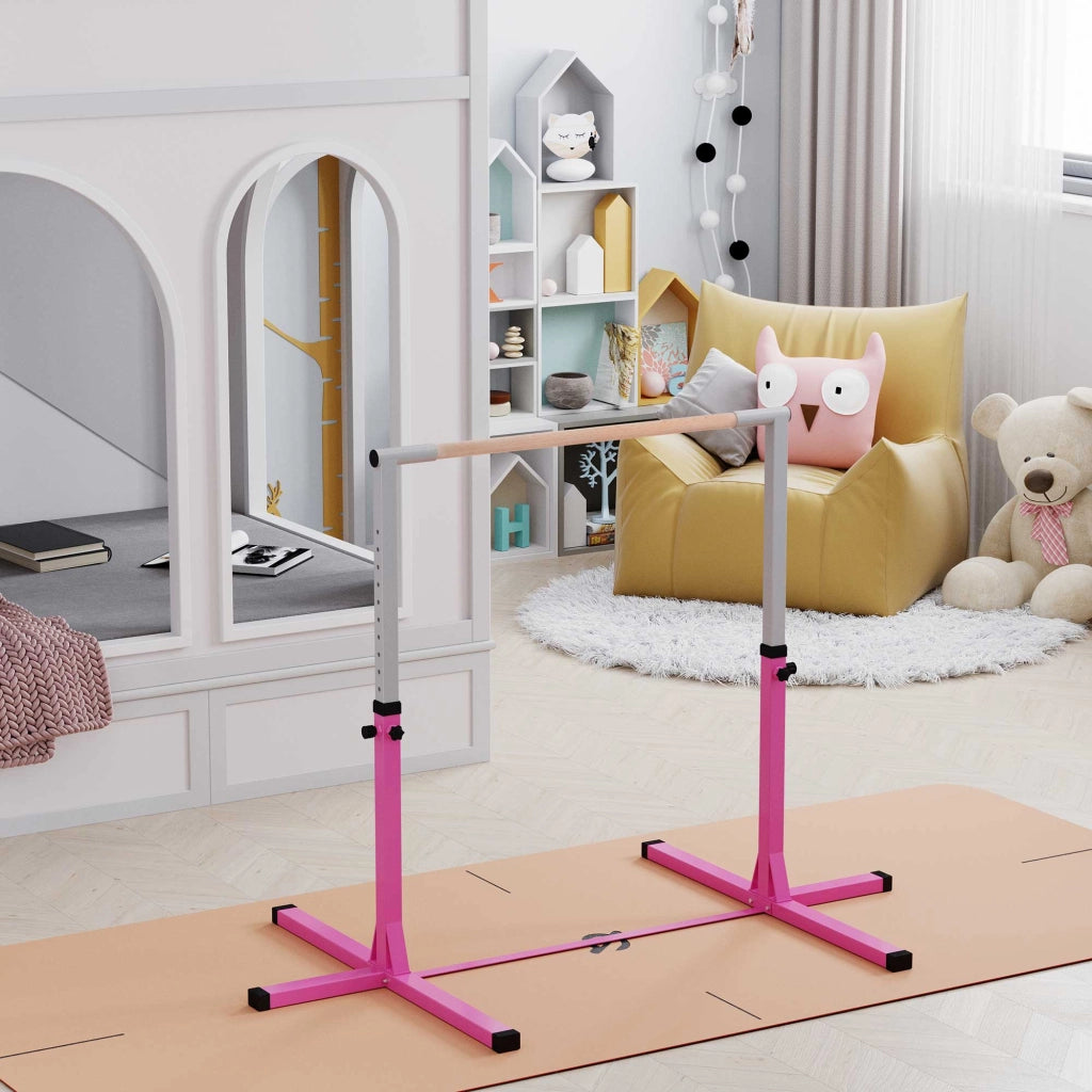 Sbarra per Ginnastica Bambini ¨C Minimal ¨C Rosa, Legno e Metallo, Regolabile