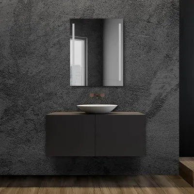Specchio bagno 60x80 cm con LED laterali e installazione reversibile
