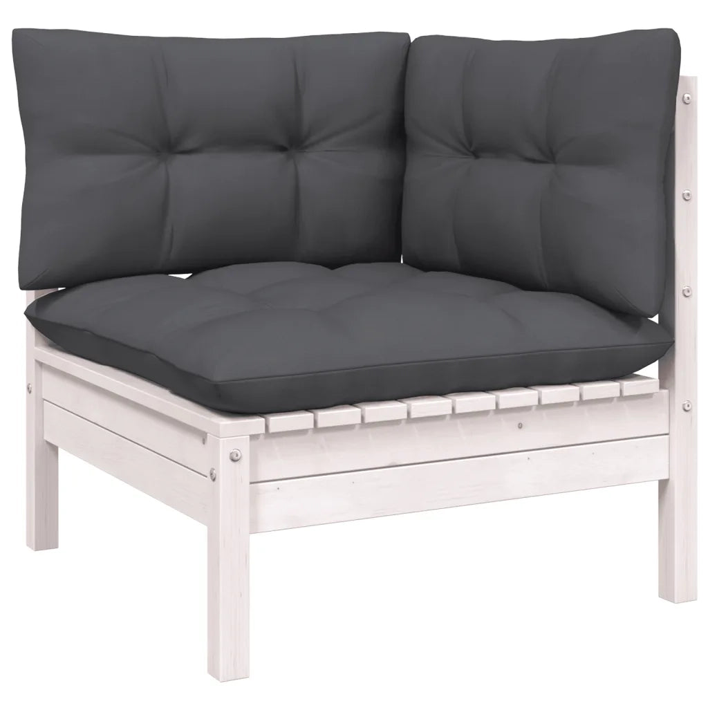 Set Divani da Giardino 6 pz con Cuscini Bianchi Legno di Pino 3097080