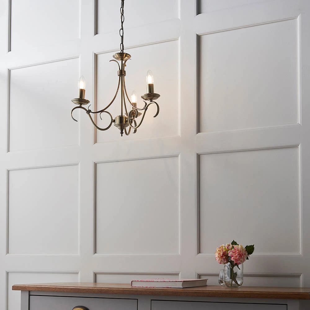 Lampadario Bernice ottone anticato 3xE14 dimmerabile Endon