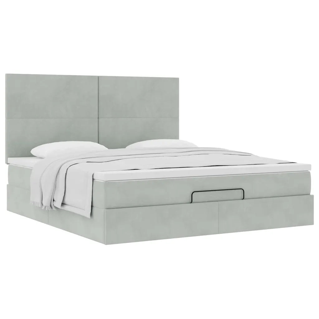 Struttura Letto Pouf con Materassi 160x200 cm in Velluto 3313409