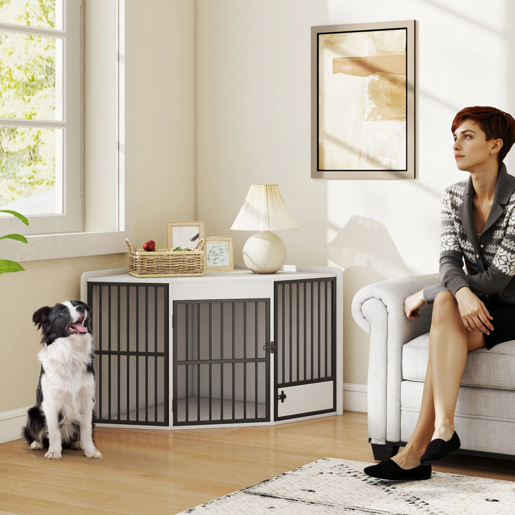 Box per Cani ¨C Xylo ¨C Piccoli e Medi, MDF e Metallo, Bianco