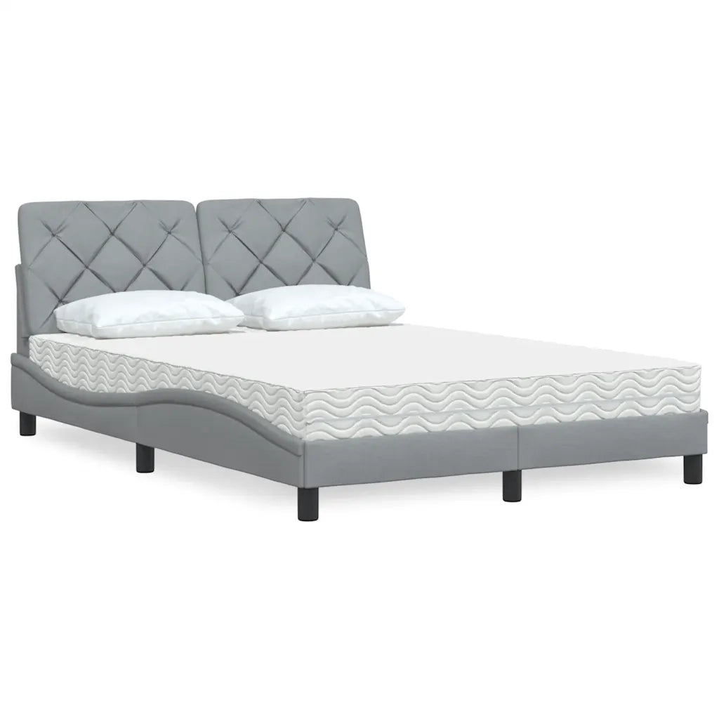 Letto con Materasso Grigio Chiaro 120x200cm Tessuto 3310727