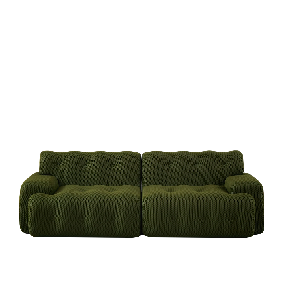 Divano 2 Posti con Braccioli e Bottoni ¨C Xylo ¨C Verde, Design Moderno