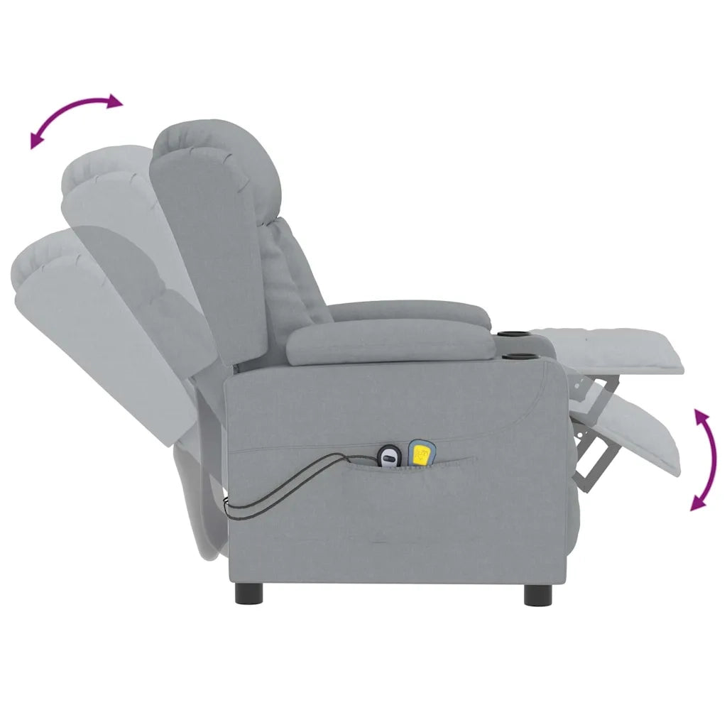 Poltrona Massaggiante Elettrica Grigio Chiaro in Tessuto 3098789