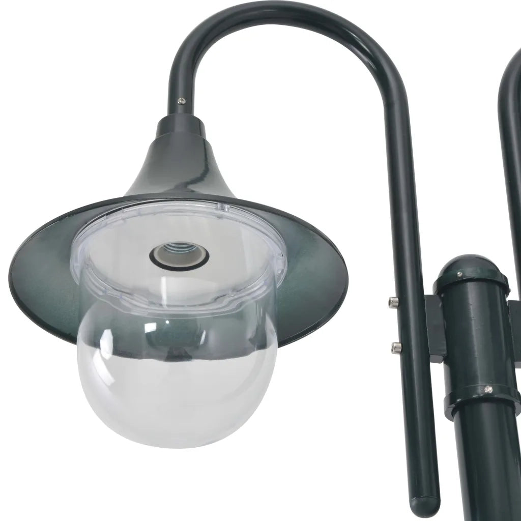 Lampione da Giardino E27 220 cm Alluminio 2 Lampade Verde Scurocod mxl 94942