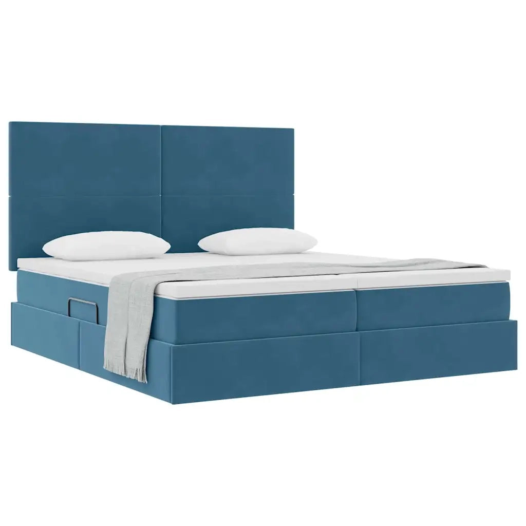 Letto con Contenitore Blu Scuro 200 x 200 cm Velluto