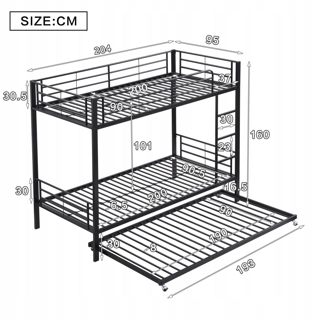Letto a castello estraibile - Xylo - 90x200/90x190 - Nero