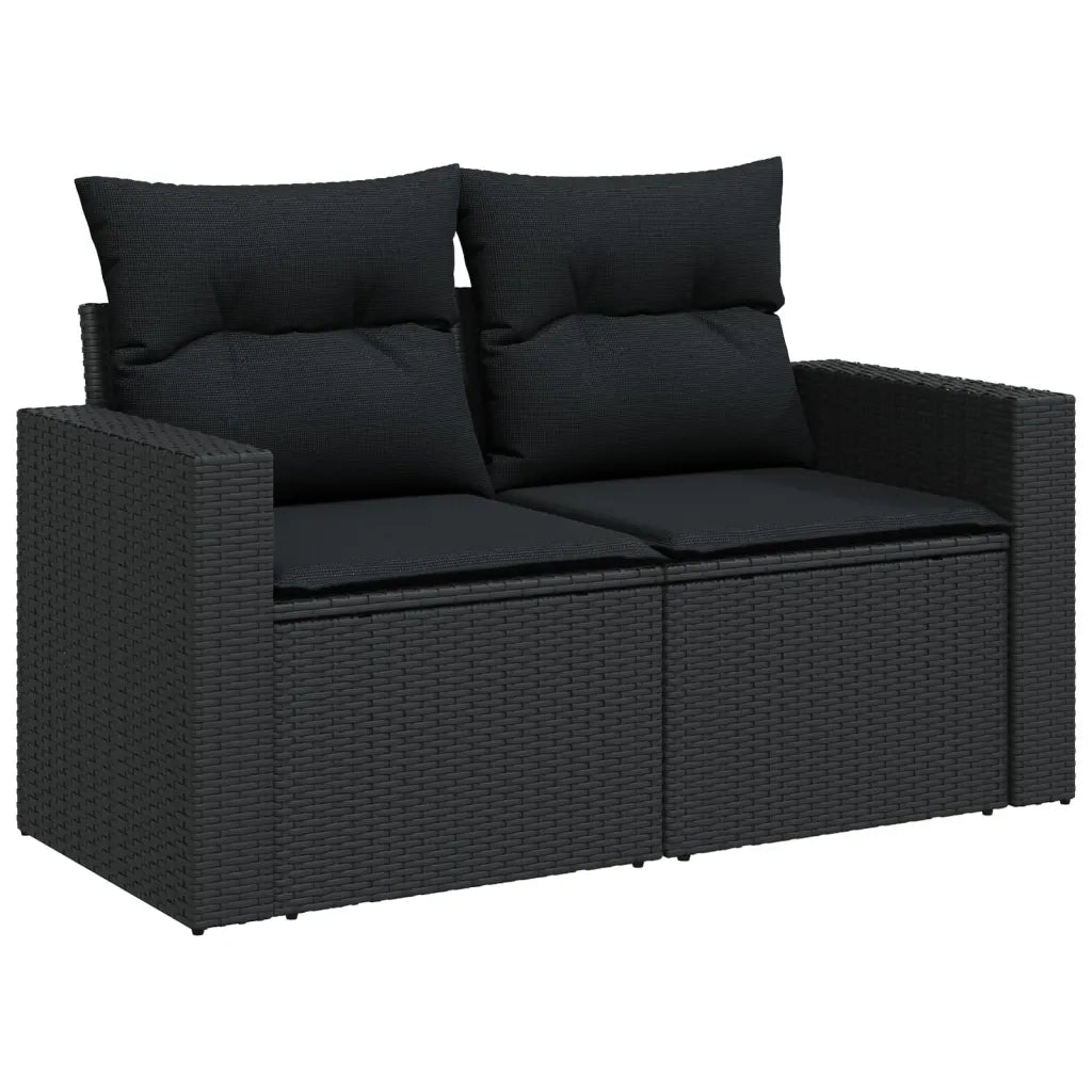 Set Divano da Giardino 6 pz con Cuscini Nero in Polyrattan 3256454